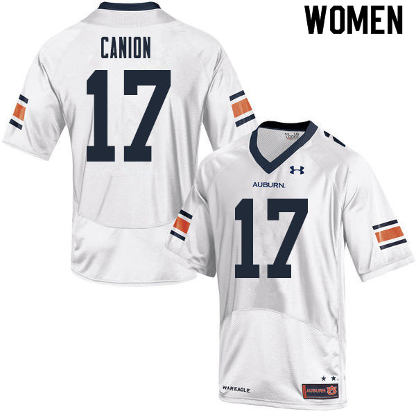 Women's Auburn Tigers #17 Elijah Canion White 2020 College Stitched Football Jersey